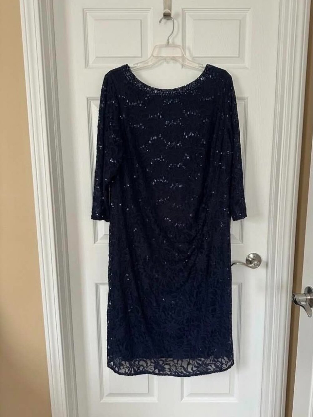 Jessica Howard Navy Blue Sequin Lace Cocktail Dress Size 22